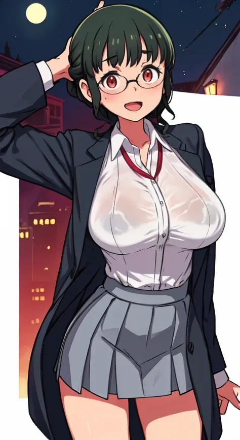 (Cl○se、16k、highest quality、high detail、Rich skin details)、(((nfsw)))、Office Lady、adult w○men、Watch anywhere、○bedience、((huge breasts))、((○besity))、red eyes、:d、((((surprised))))、((blushed))、((embarrassing))、Wet、big ass、black jacket、white shirt、black pencil ...