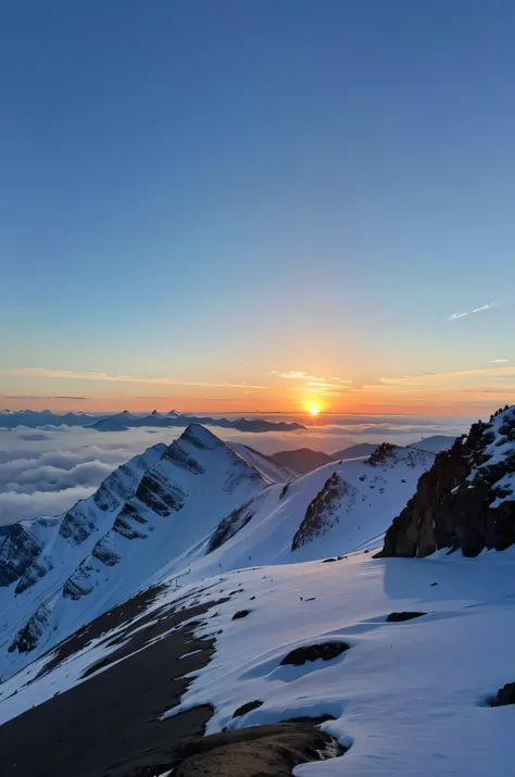 Highest image quality,sea of clouds,sunset,mountaintop