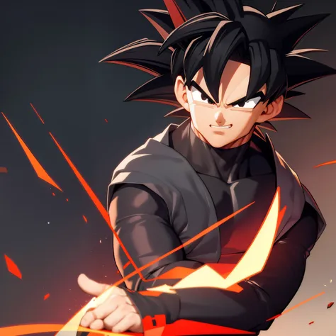 ((masterpiece, best quality)),(complex light), 1boy,solo,upper body, goku black outfit, black and red gi,black hair,black eyes, ...