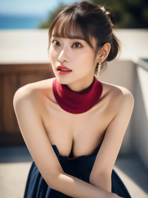 ((highest quality, 8K, masterpiece :1.3)), (realistic, Photoreal:1.4), sharp focus：1.2, 
Bright colors, professional level, shallow depth of field, 
20-year-old, 1 person, A beautiful face with intelligence, 
Supple body :1.3, model body shape:1.5, 頭w:1.4,...