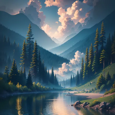 masterpiece, best quality, high quality, Extremely detailed CG unified 8k wallpaper beautiful landscape oil painting, Award-winning photography, Bokeh, depth of field. --auto--s2