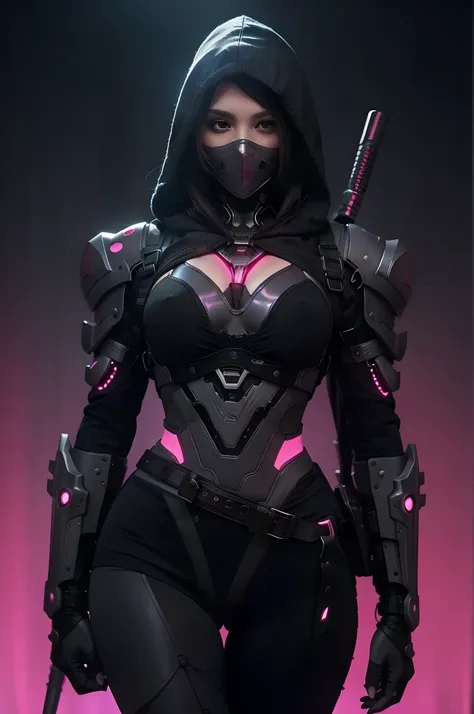 a close up of a person in a black and pink outfit, cyberpunk anime girl mech, female cyberpunk anime girl, cyberpunk anime girl ...