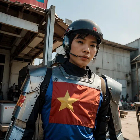 Make me a giant robot with a Vietnamese flag