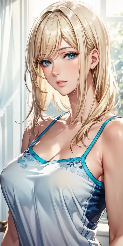 portrait, realistic, Elegant mature woman, blue eyes, blonde, big chest, high resolution cg 8k, beautiful cg, soft light