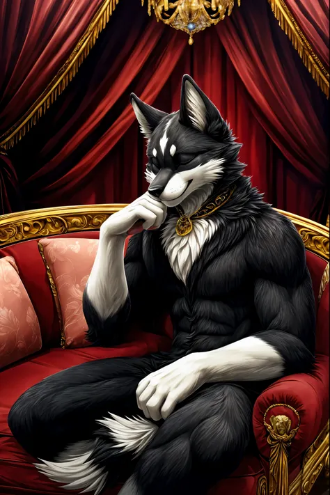 top quality, best quality, masterpiace, super high resolution, detailed background, spotlight, concert(highly detailed beautiful face and eyes)absurdres, perfect anatomy(handsome 1boy, kemono, solo focus, tuxedo)(furry)(furry anthro:1.7)(Furry body, dog fa...