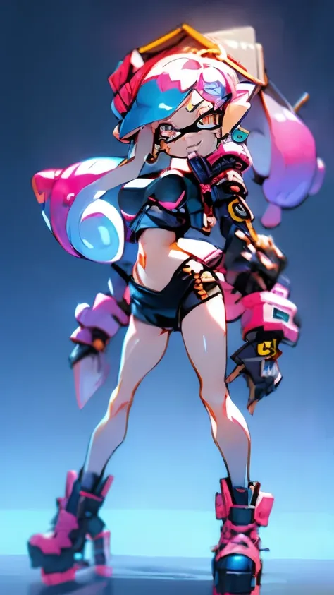 masterpiece、highest quality、high resolution、4k、1 beautiful girl、girl、splatoon inkling, tentacle hair、ink bomb、(((whole body)))、s...