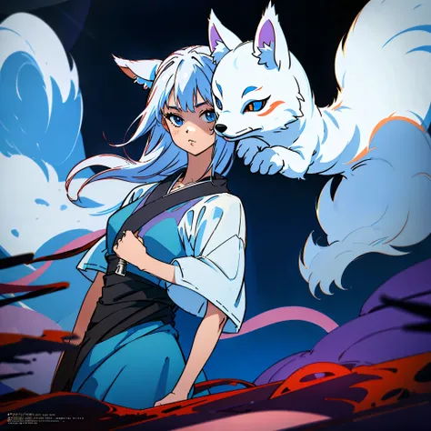 Black and white character cool atmosphere female fox face