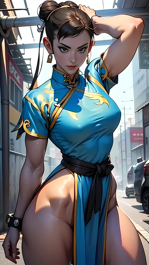 crie uma obra-prima hiper-realista, corpo realista sexy, (chun-li), cinematic, fotorrealista, photogenic, deusa da beleza, she's...