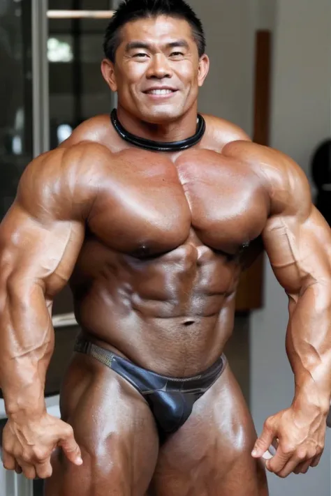 ((highest quality)), ((masterpiece)), (be familiar with), Naked man,extra Big size hunky muscle body,Japanese Bodybuilder man,muscleGod,musclehunk,elect Bigsize huge dick,tanned brown skin,sunburn Black,daddy,Little face,shorthair,40yo,Very Biggest wide bo...