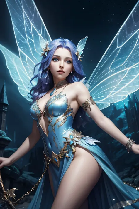 A quick impressive fantasy picture with a fairy with diamond wings.