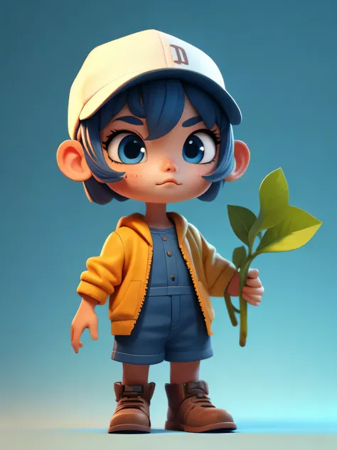 3D characters,farmer,(whole body:1.2),Simple background, masterpiece,best quality,(Blue gradient background:1.1)