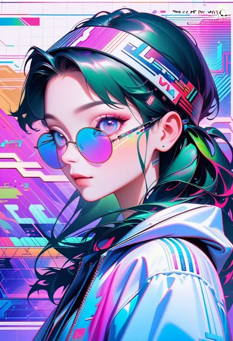 close-up of person wearing headband, the art of math inspired by yanjun cheng, douban, the art of math, vibrant fan art, lofi po...