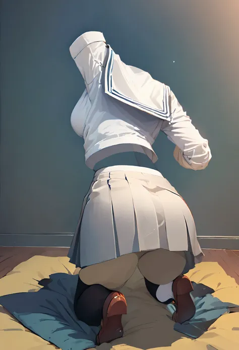 nobody,(masterpiece, best quality:1.2), 1 girl, one, focus ass, skirt, angle between the legs, bottom view