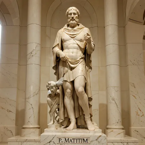 A marble statue of Father-Time with an inscription under him saying "Sub pedibus Patris Temporis"