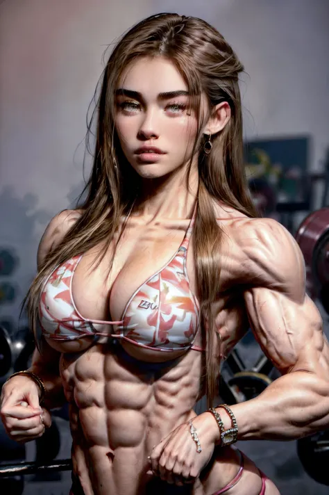 (2 girls body builders:1.6), ((masterpiece)), best quality, ultra-detailed:1.7, finely detail, high resolution:1.6, perfect dynamic composition, beautiful detailed faces:1.77, blonde babes:1.88, perfect pink lipstick, blue eyes, perfect makeup:1.8, short b...