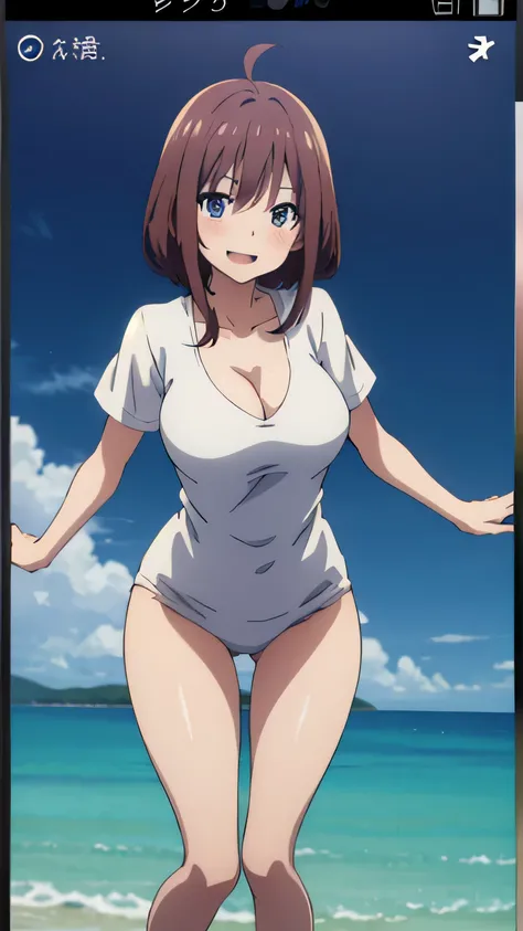 (((masterpiece))),fuyumi itadori, Anime girl characters, 1girl, solo, looking at viewer, medium hair, black hair,Yellowstone eyes, cleavage, bigger breasts, open mouth, collarbone,Not wearing clothes,Naked, tall girl, horny, big ass, beautiful face,Charmin...