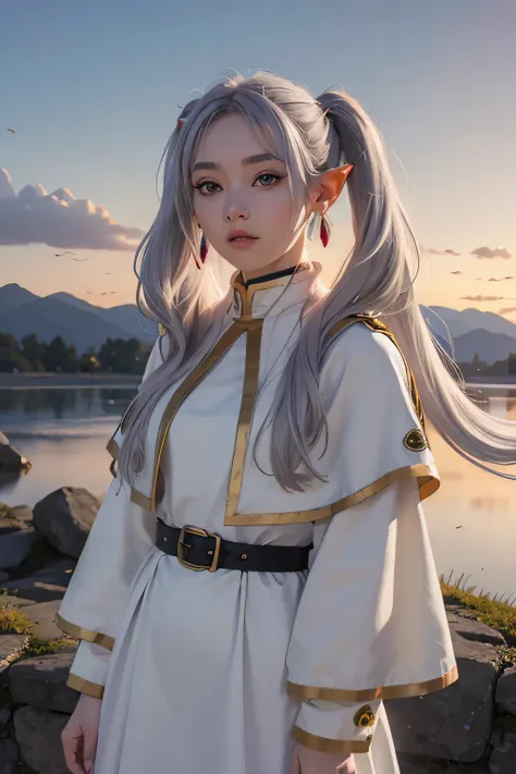 (highest quality images, masterpiece), detailed landscape,(((gray hair))), detailed beautiful green eyes,   detailed five finger...