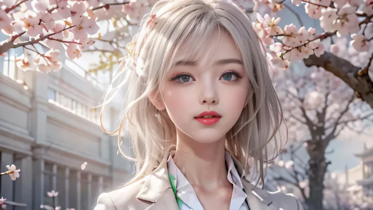 ((Girls standing on a row of cherry blossom trees)),top quality work，Real work，Ultra premium graphics，8K HD CG作品，high quality graphics，High-definition CG works，10x pixels，super fine details：1.1，Advanced technical details：1.1Photo-realistic，indoor lighting ...