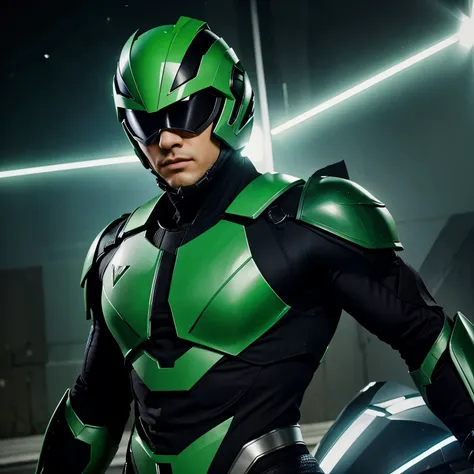 Pawer Ranger spd actor artwork with green epic suit