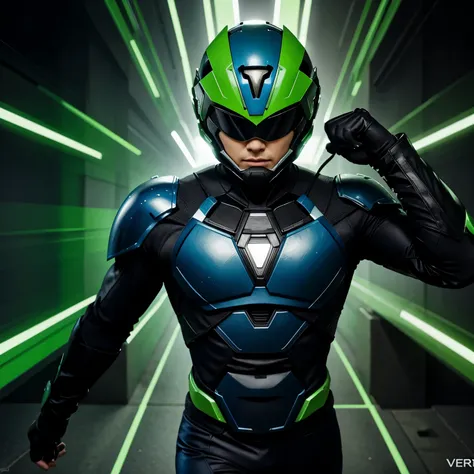 Pawer Ranger spd actor artwork with green epic suit