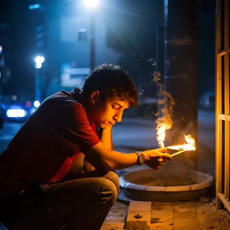 Pico urbano a noite eu fumando 