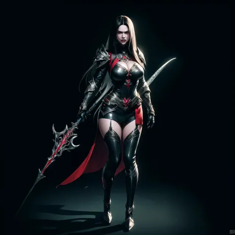 imagem arafed de uma mulher com uma espada e armadura, sanguey + arte conceitual, sangue knight, mulher vampira guerreira, sangue; dark cinematic lighting, diablo 4 rainha, portrait of a sangueborne hunter, sangue red armor, personagem principal feminina, ...