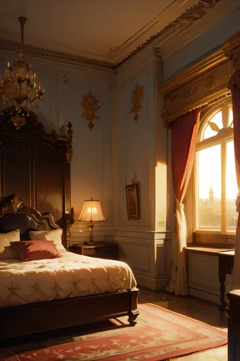 European royal bedrooms at dusk