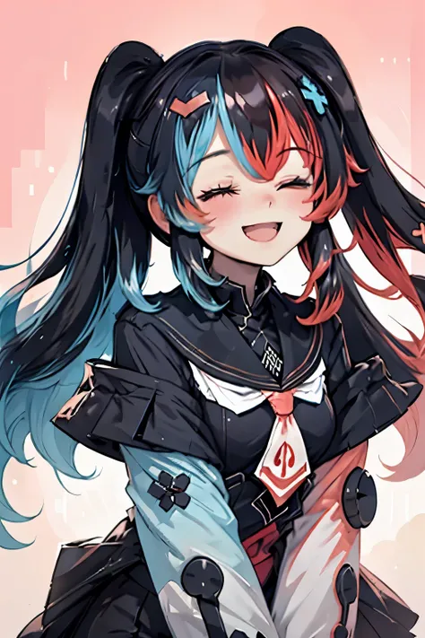 Highly detailed, High Quality, Masterpiece, beautiful, 1girl, solo, SwitchchanOutfit, (HeadpatPOV:1.5), headpat, pov, smile, bright smile, head tilt, closed eyes, happy, blush,