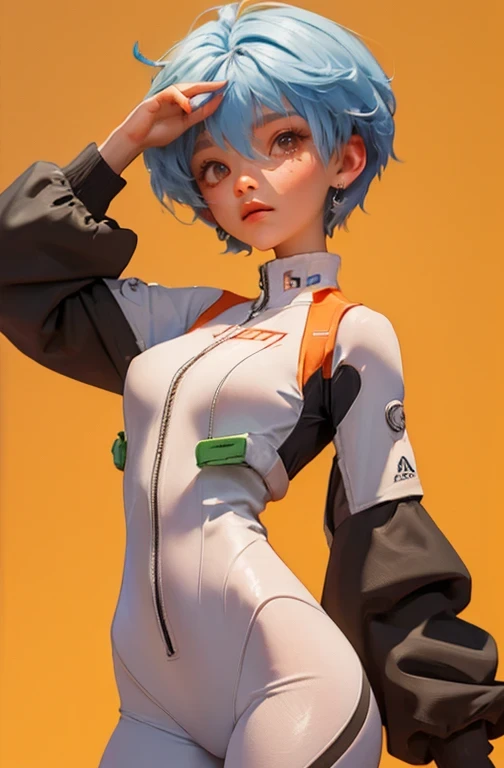 blind box,simple background,ayanami_rei, plugsuit, bodysuit, interface headset, white bodysuit