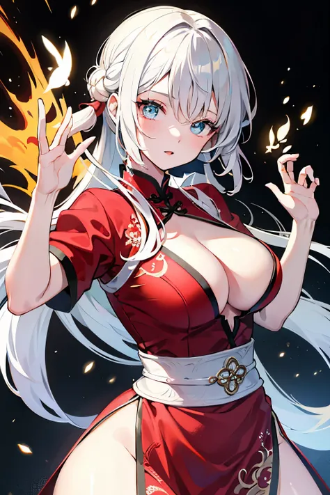 highest quality, masterpiece, High resolution, uxia 1 girl, China dress, super gorgeous face, super gorgeous eyes, super gorgeous hair, Kung Fu Battle