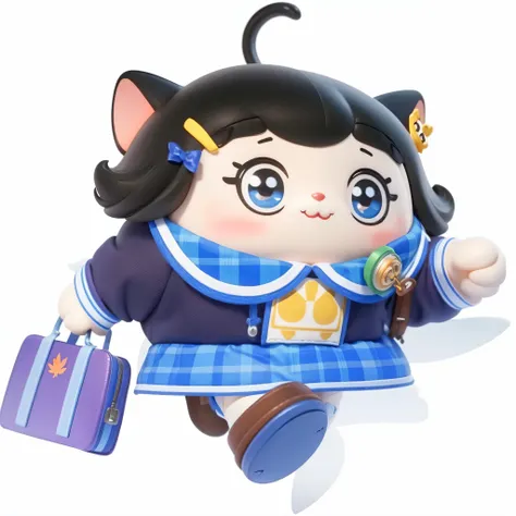 Close-up of a doll with suitcase and bag, animal crossing characters, animal crossing characterss, 3D model of Japanese mascot, Character art of Maple Leaf Story, official artwork, official art,，There are faces and eyes，Close-up of toys, Cartoon characters...