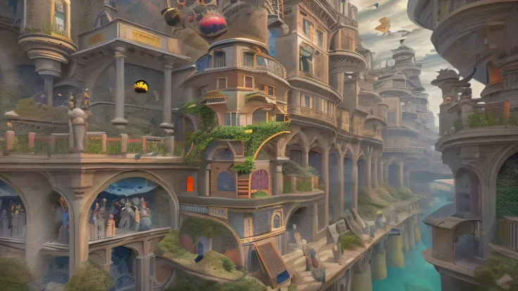 High resolution, best quality, masterpiece, very high image, quality, Super detailed, surreal, 3D, anime illustration, Northern Renaissance style, Undersea city, Accurate, Accurate, detailed description