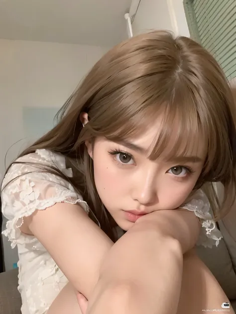 a close-up of a woman with long hair sitting on a sofa, lalisa manobal, ulzzang, lalisa manoban de blackpink, el corte de hime, ...