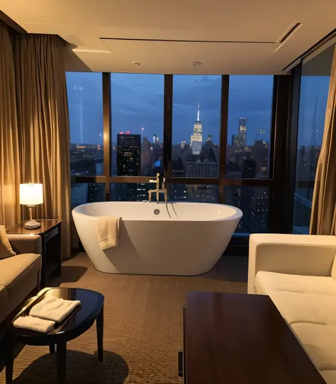 5 star hotels in Manhattan，presidential suite，Floor-to-ceiling windows，Newly renovated without any facilities，bathroom