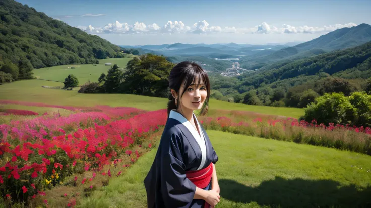 Japanese kimono woman、japanese landscape