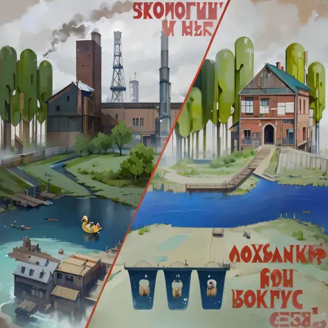 picture of a factory and river with a duck, from Maximilizhan Vanka, based on Vladimir Borovikovsky, Oscar Thordai Schilling, Nikita Veprikov, based on Ilya Ostroukhov, by Hristofor Žefarović, inspired by Mikhail Evstafiev, Konstantin Porubov