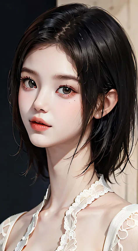 (((nsfw1.5))), 20 year old woman、black haired、(top fade:1.3)、dark theme、calm tone、calm colors、high contrast、(natural skin textur...