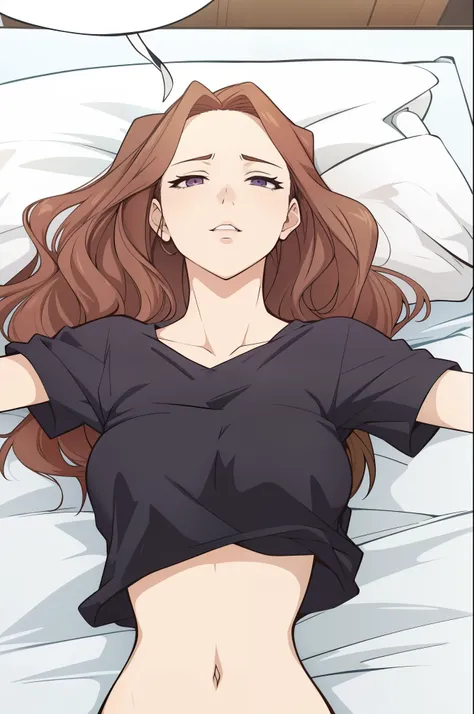 a cartoon picture of a woman laying in bed with her arms outstretched, high quality fanart, manhwa, seductive anime girl, in the art style of bowater, webtoon, webtoons, inspired by Sim Sa-jeong, trending on artstration, official fanart, trending on devian...