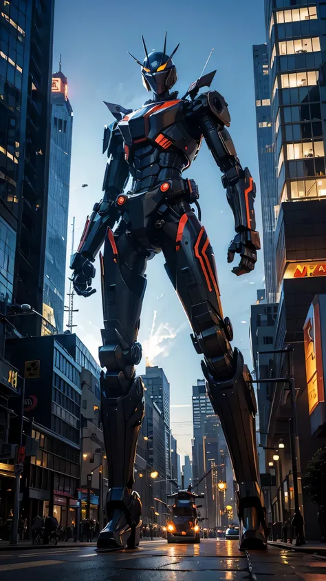 Giant robot stilt sucking electricity from the city  