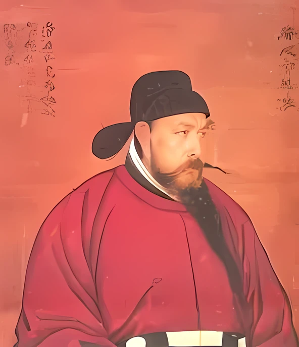 painting of a man with a beard and a hat holding a knife