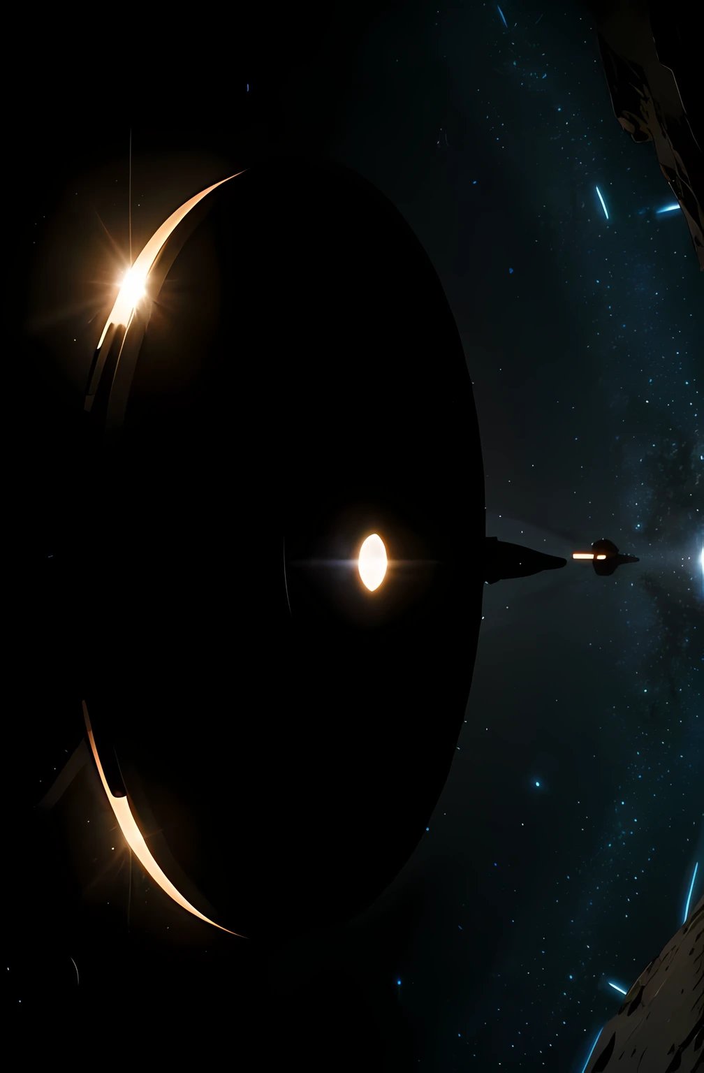 Blackhole with a spaceship orbiting