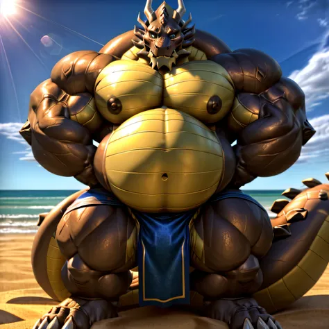 shendu, dragon king, male dragon, eastern dragon,hefty body,  with very big muscles, hulking, huge, colossal body,  extremely strong, big abdominal muscles, hefty musclegut, pecs, Strong and robust musclegut , prominent muscle abs, sharp claws, legs,  feet...