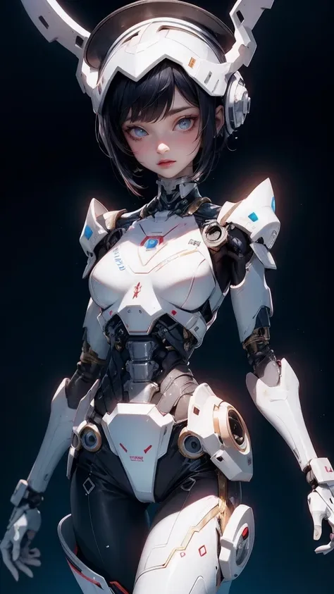 cute girl, cowboy shot,anime style image of a woman with a skeleton body and helmet, unreal engine rendering + goddess, biomecha...