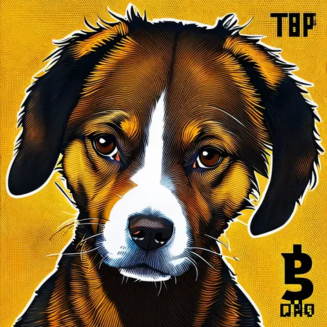 Bitcoin mark Akita dog with bad eyes Deformation Universe Famicom style Pixel art 