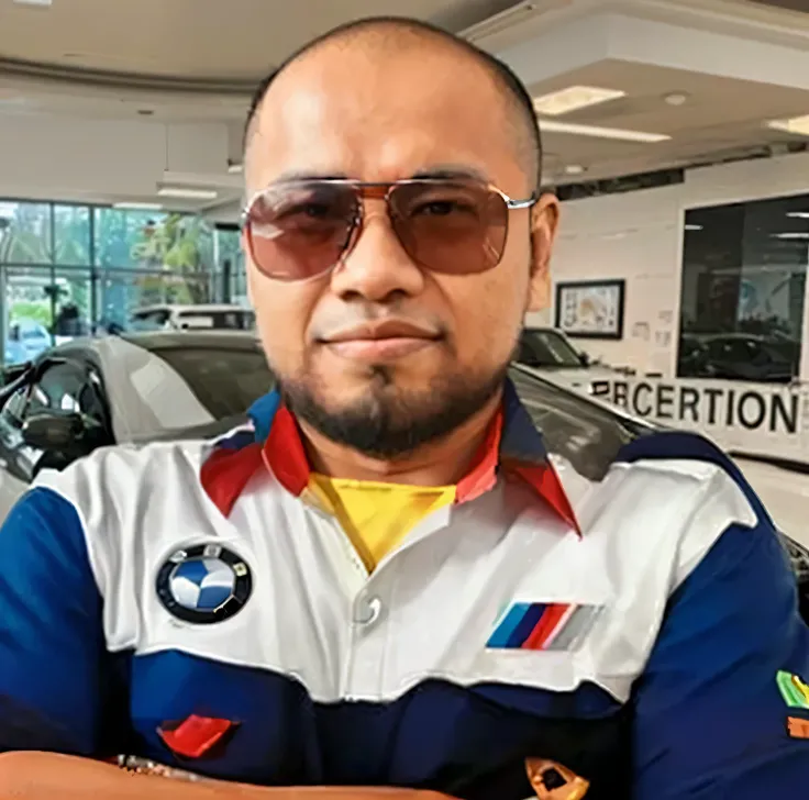 arafed man in a bmw dealership with his arms crossed, john jude palencar, khyzyl saleem, zigor samaniego, ramil sunga, zigor samaniego style, henry ascensio, roge antonio, jose miguel roman frances, andres rios, ismail, foto, mohamed chahin, perez fabian