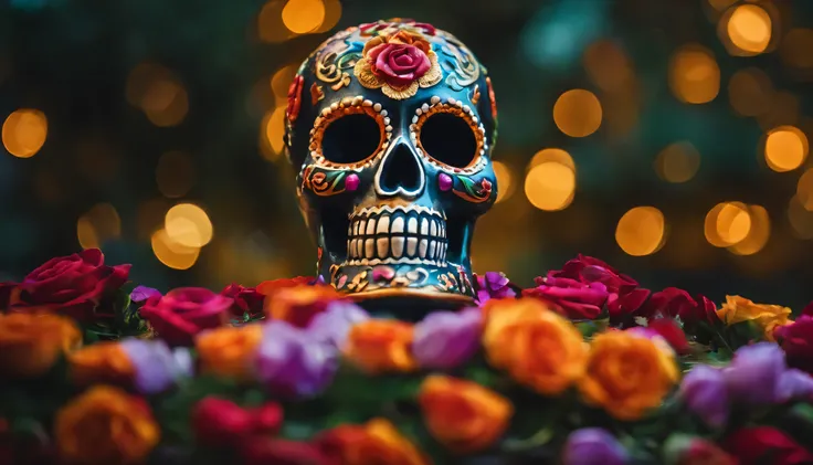 colorful graveyard,  celebration, commemoration, day of the dead, mexico, best image, sharp focus, highly detailed, brandless, no one,