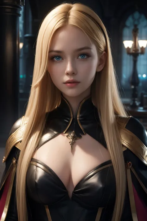 (extremely detailed CG unity 8k wallpaper,masterpiece, best quality, ultra-detailed),(best illumination, best shadow, an extremely delicate and beautiful),floating,high saturation,blonde hair+blue eyes:1.2,gloomy gothic scenery, long hair, gaze into the di...