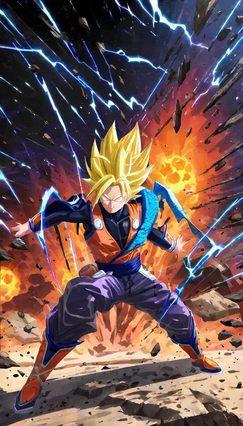 best quality,8k,ultra-detailed,realistic:1.37,Super Saiyans humanoid cells in a dynamic battle scene,powerful aura,explosive energy,muscular physique,towering presence,burning red eyes,detailed facial expressions,fierce and aggressive,ripped clothing,crack...