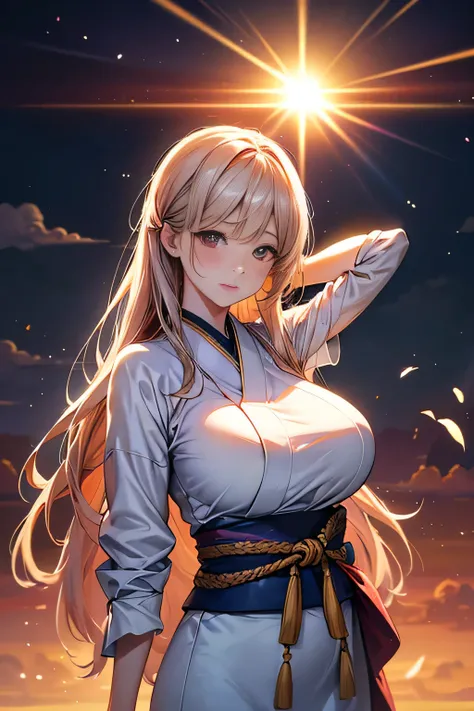 (highest quality,8K,High resolution:1.2),(beautiful realistic asian:1.4)、(cute japanese girl:1.4),(huge breasts:1.20),(glamorous)、feather、messenger of god、flying in the ヌル、artistic background、spiral、Volcanic eruptions、cloud、heavenly realm、Heavenly Border D...