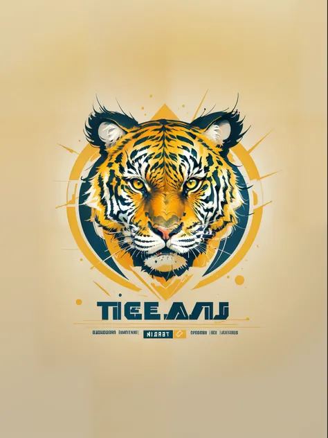 Logotype, minimalism, tiger face, soccer team logotype, simple, clean:0.9, bold typography:1.1, non human. lineart, vector, typography: TIGRES, yellow and blue uniform